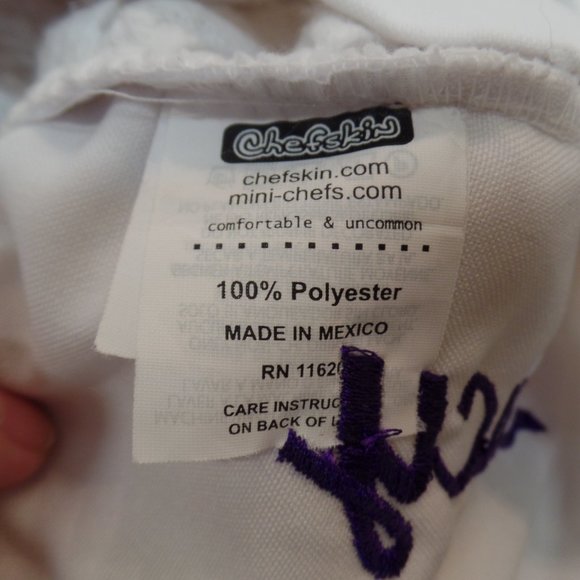 Chefskin Chef Hat Personalized W Purple Embroidery "Lucy" Adjustable Sizing OSFM - Picture 9 of 10